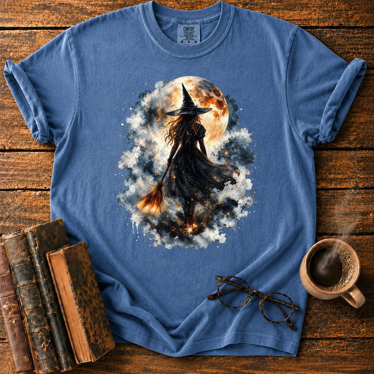 Witch Moon Watercolor T-Shirt in Denim – BooksThreads