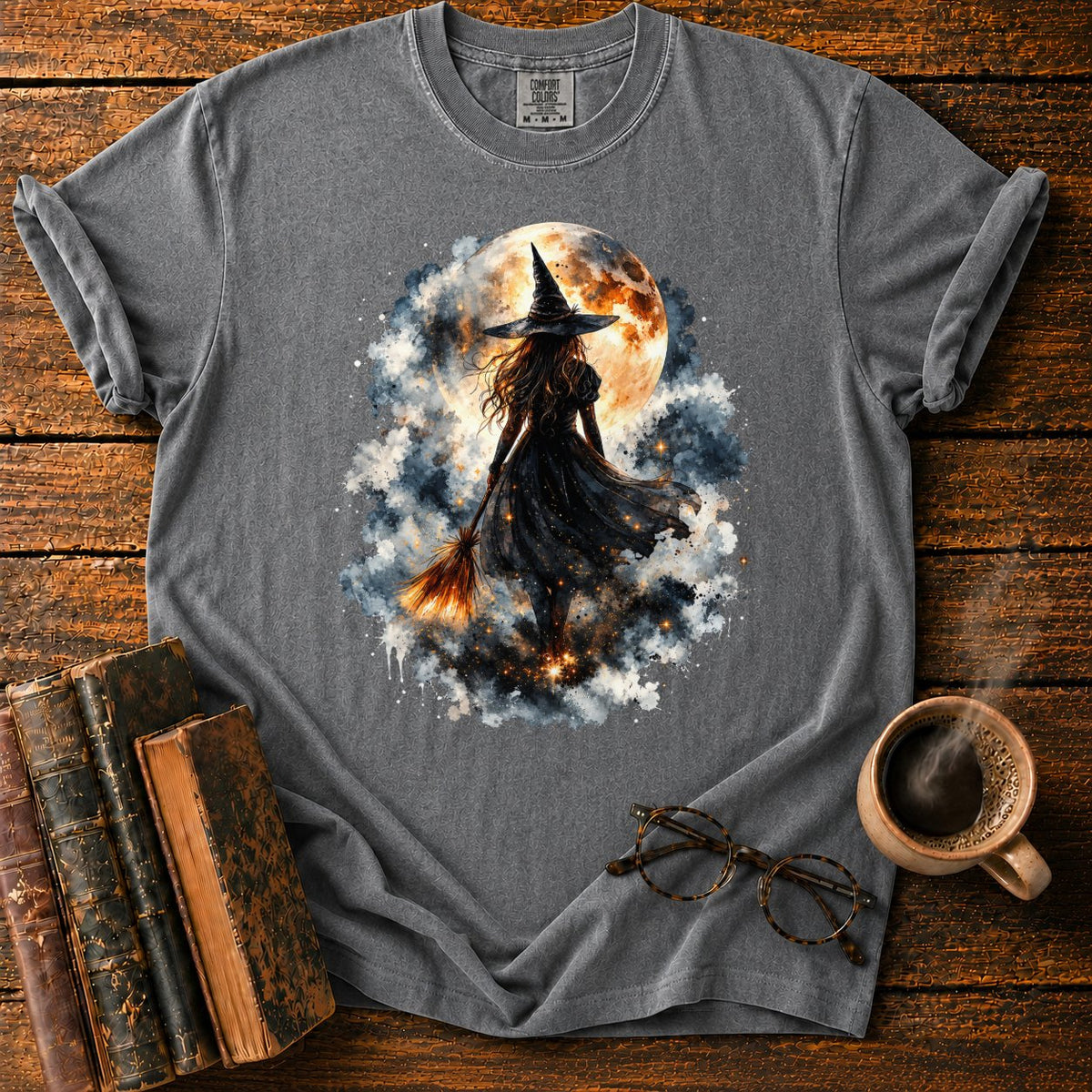 Witch Moon Watercolor T-Shirt in Pepper – BooksThreads