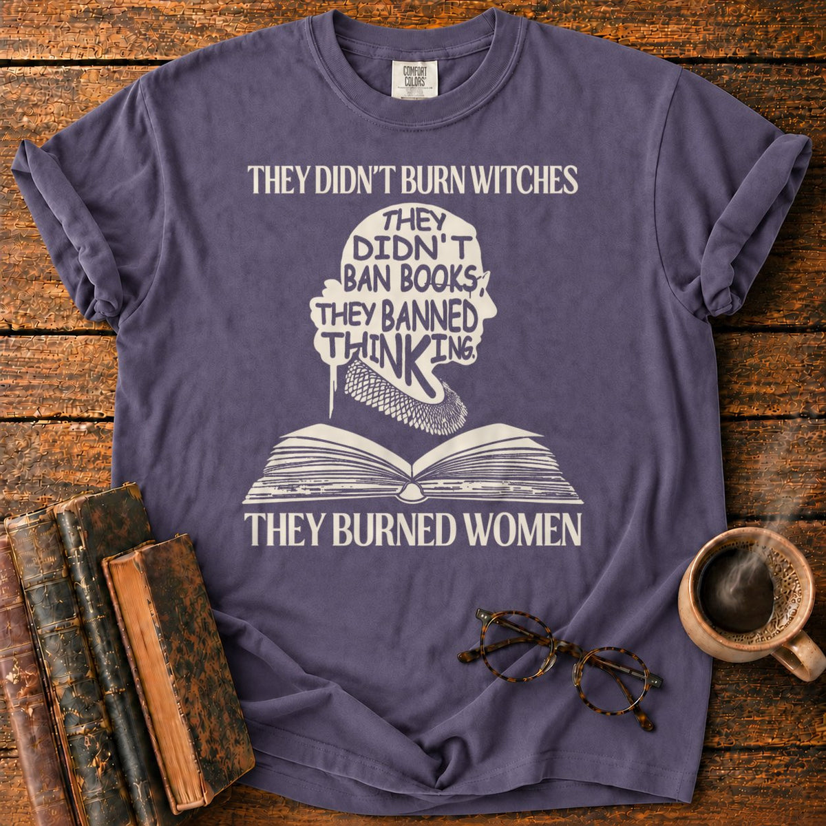Witches, Books, And Banned Thinking T-Shirt in Grape – BooksThreads