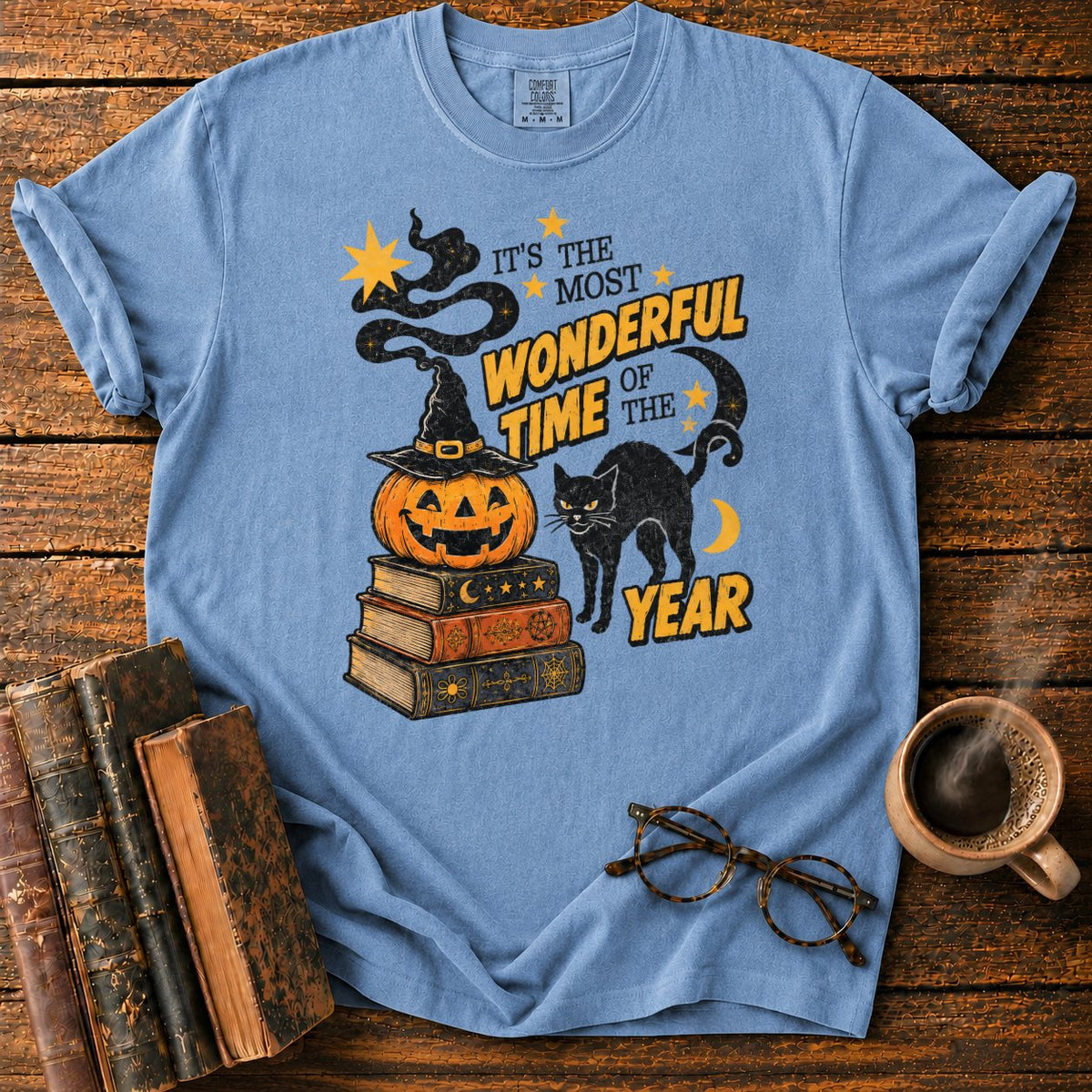 Wonderful Halloween Night T-Shirt in Blue Jean – BooksThreads