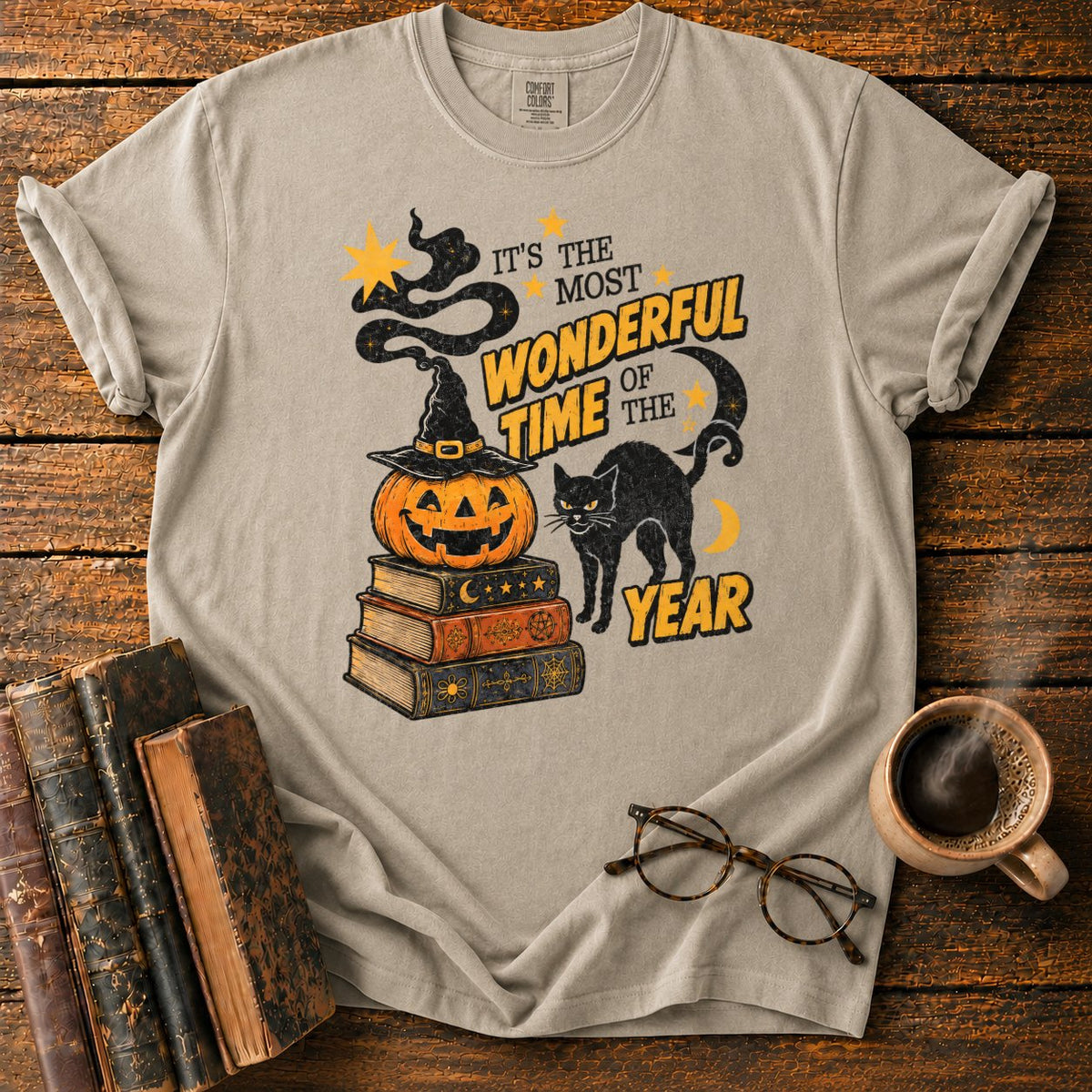 Wonderful Halloween Night T-Shirt in Khaki – BooksThreads
